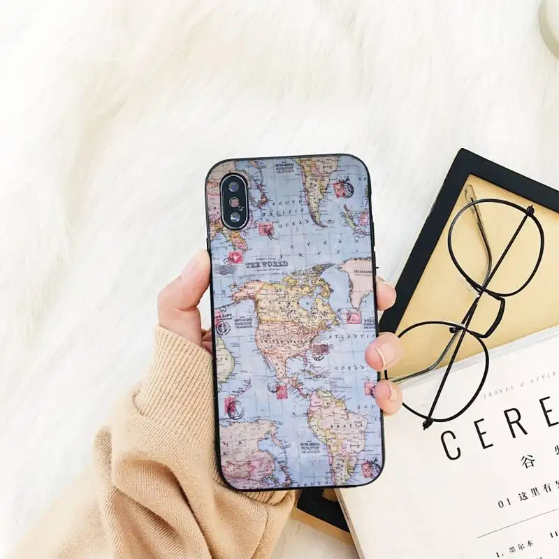 

World Map Travel Phone Case For iPhone 11 8 7 6 6S Plus X XS MAX 5 5S se 2020 11 12pro max iphone xr case