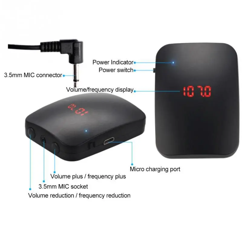 Портативная FM Беспроводная микрофонная гарнитура с регулируемой частотой