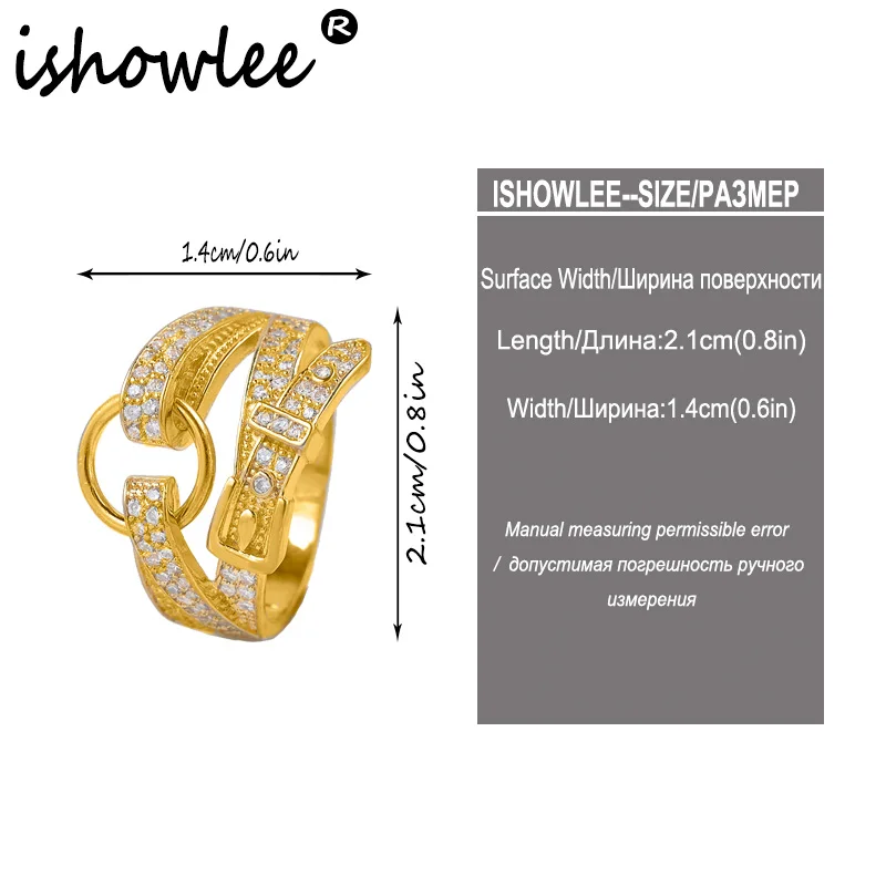 Женское Сверкающее кольцо ishowell необычное золотистого/серебристого цвета с