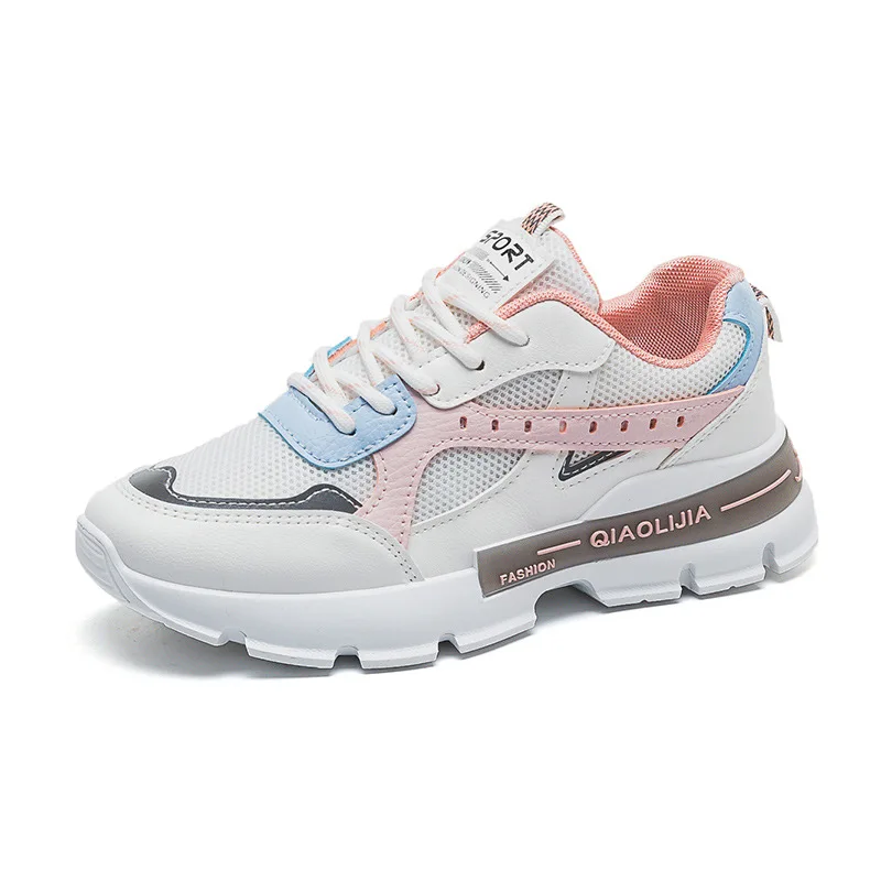 

Женские сетчатые кроссовки на платформе, дышащие однотонные кроссовки на шнуровке, весна-осень 2021