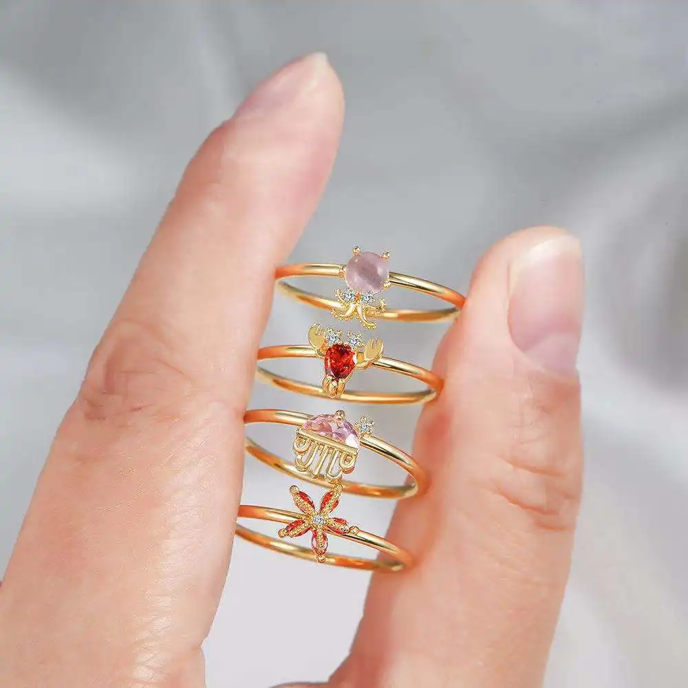 

Minimalist Cubic Zirconia Rings for Women Girls Marine Animals Fashion Party Wedding Female Finger Rings Copper CZ Jewelry Gift