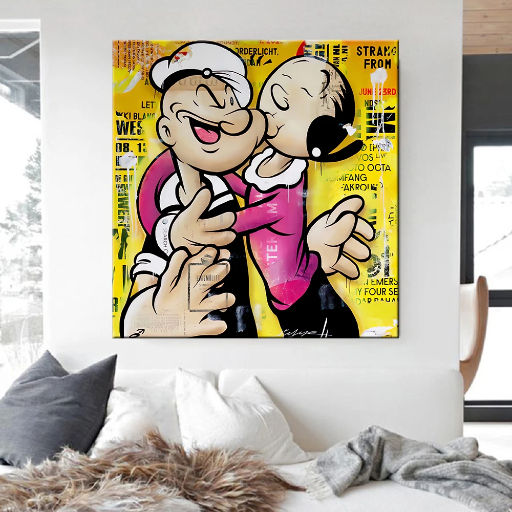 Постер на холсте с изображением героев мультфильма Marvel Disney Бэтмена поцелуя