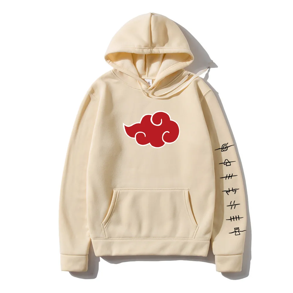 

Naruto Akatsuki Cloud Symbols Pullover Hoodie Men Fashion Japanese naruto Hoodies Streetwear itachi 2021autumn winter Sweatshirt