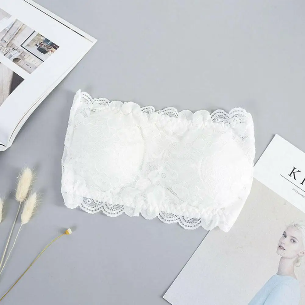 

Lace Chest Wrap Women Summer Sexy Elastic Strapless Underwear Tube Bra Padded Camisole Tank Crop Top Female Seamless Chest G8Y1
