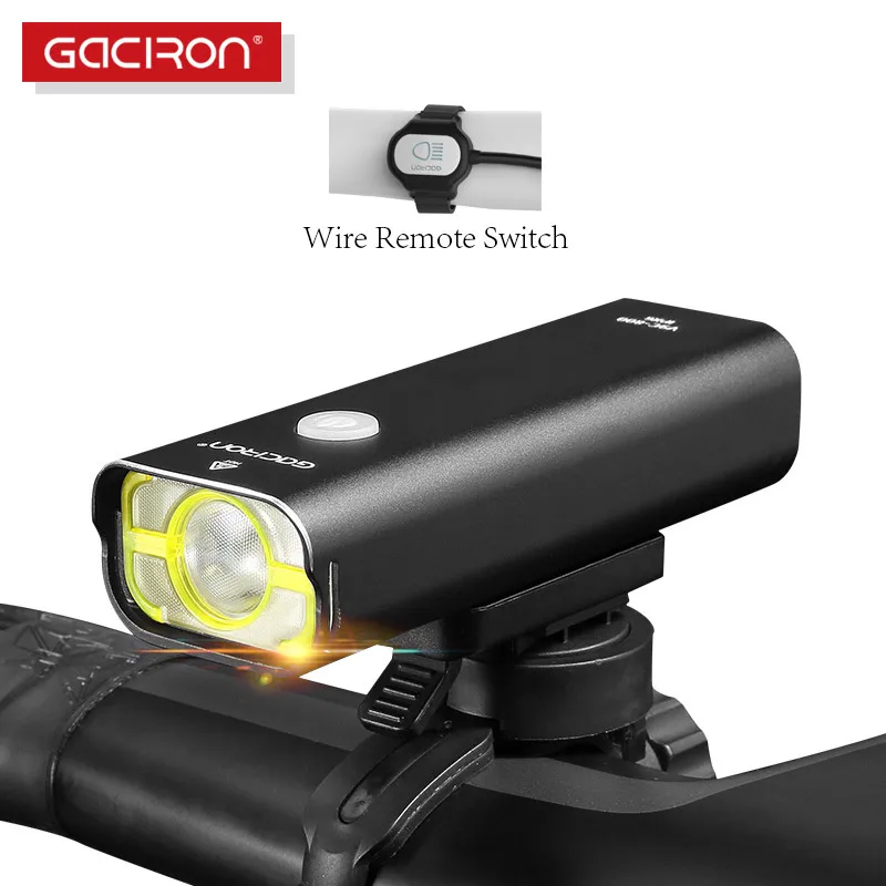 

GACIRON V9C 800 Bicycle Headlight Bike Front Light With Wire remote switch IPX6 Waterproof Chargeable Pro Contest Flashlight