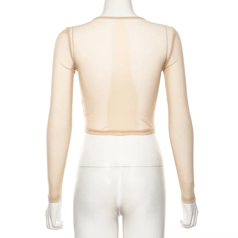 Женский облегающий Топ LVINMW сетчатый укороченный топ с принтом солнца на лето и