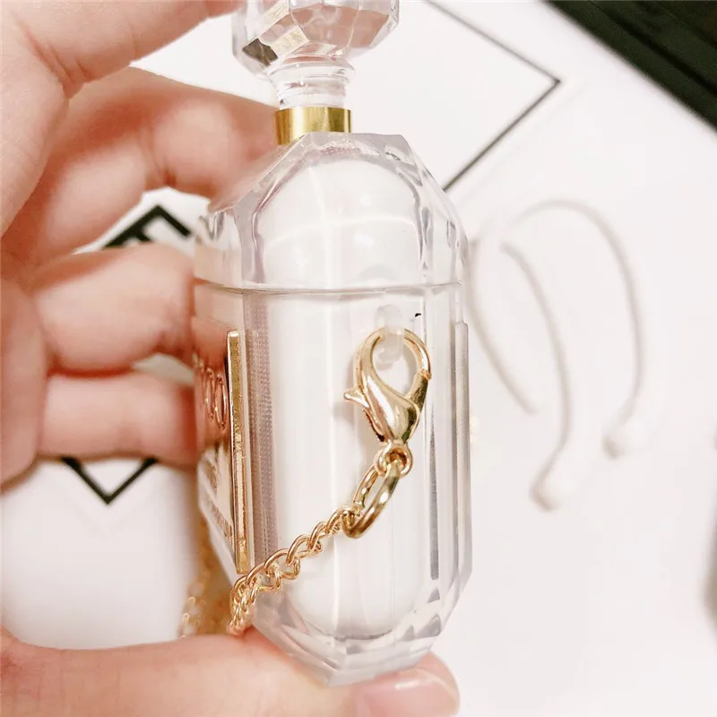 

Wireless Earphone Shell Box Perfume Bottle Silicone Case for Airpods Case Earphone Protective Cover with Metal Chain