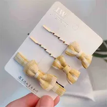 Conjunto de grampos de cabelo com laço, acessórios coreanos simples de cabelo (1)