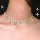 Роскошное Ожерелье Стразы чокер для женщин золотой серебряный цвет подарок короткая бабочка кулон ожерелье украшение для вечеринки ювелирные изделия