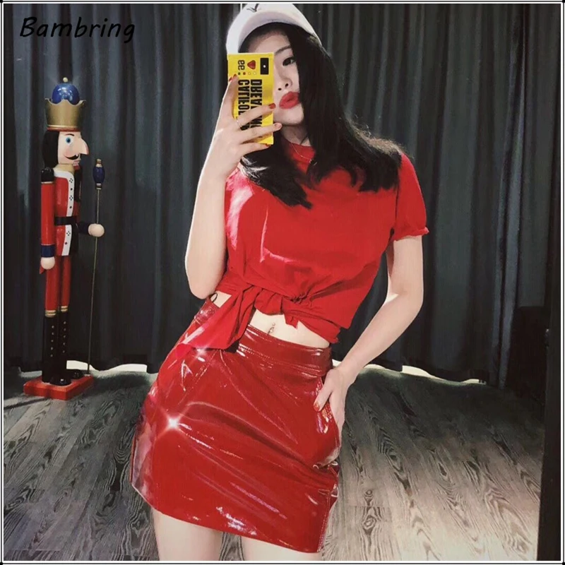 Мини-юбки женские из искусственной латекса с завышенной талией - купить по