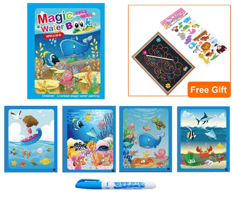 Underwater 1TZ1GGH Волшебная водная книга для рисования, книга-раскраска, Магические рисунки, ручка для рисования, доска для рисования, детские игрушки, подарок на день рождения, Рождество, Год, GYH - Цвет: Underwater 1TZ1GGH