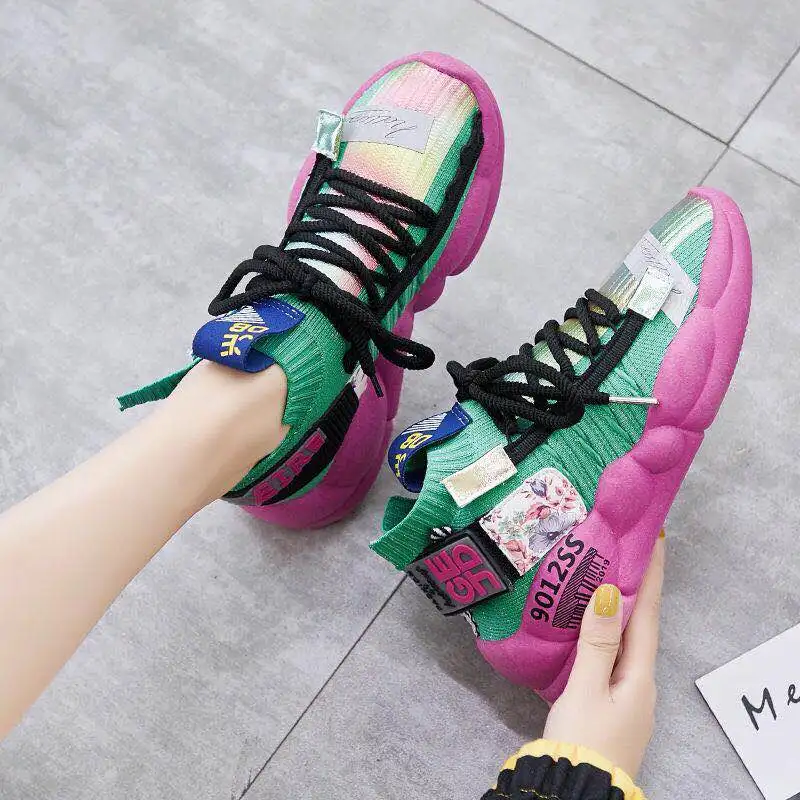 Новинка Лидер продаж носки с радужным узором удобная женская обувь модные желтые