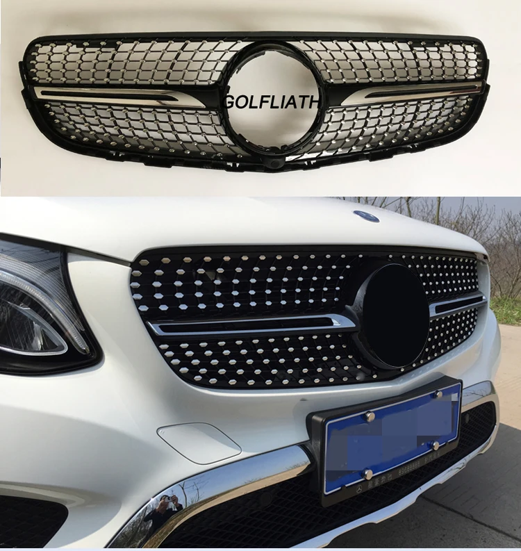 Передняя решетка GOLFLIATH для 2014 2017 Mercedes benz W253 X253 GLC 200 GLC250 GLC300 Sport glC450 Алмазная