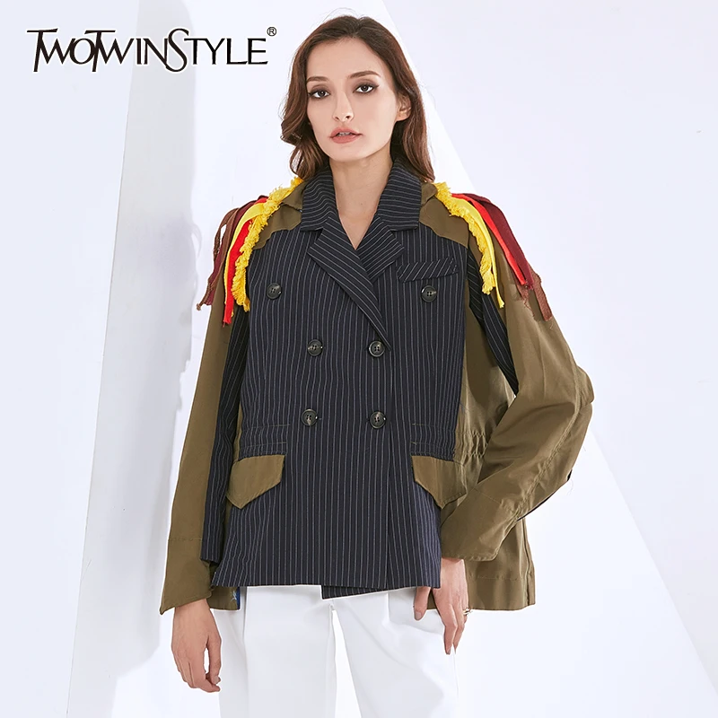 

Женская куртка с длинным рукавом TWOTWINSTYLE, повседневная куртка с длинным рукавом и кисточками