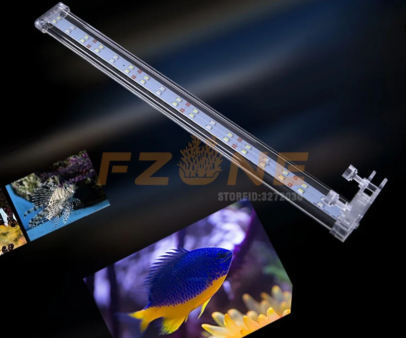 Кристальная Светодиодная лампа для аквариума с крышкой на клипсе 220 В синим и