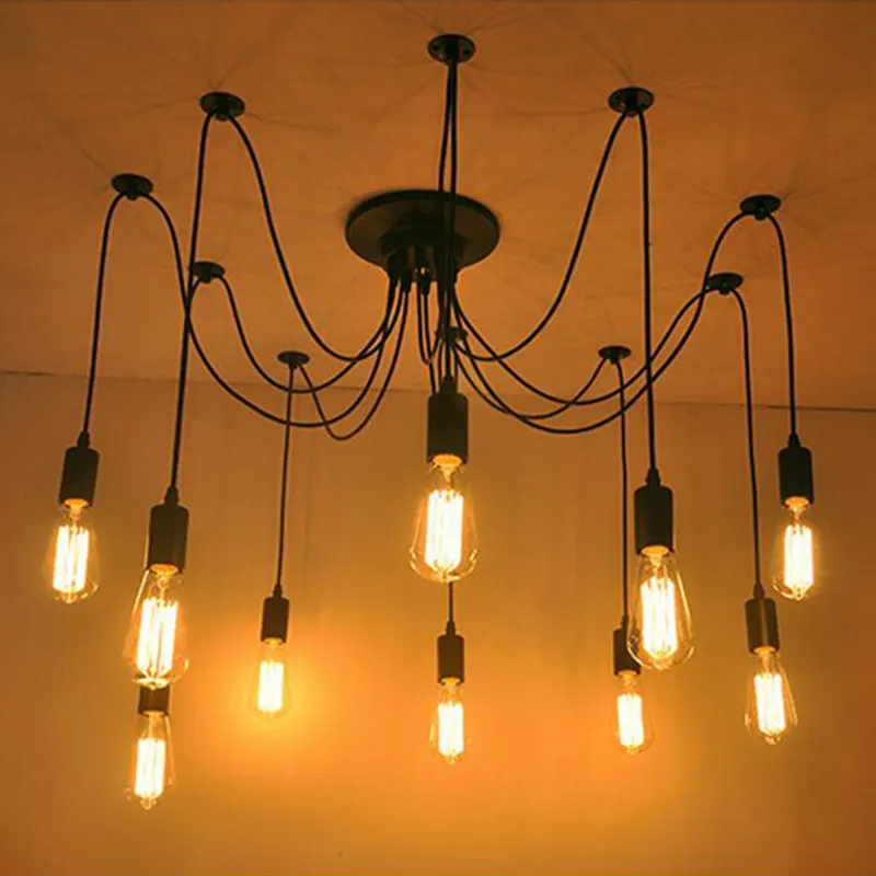 

Spider Lamps Vintage pendant light Adjustable DIY Ceiling Spider Pendant Lighting Rustic E27 Retro lamp living room dining room