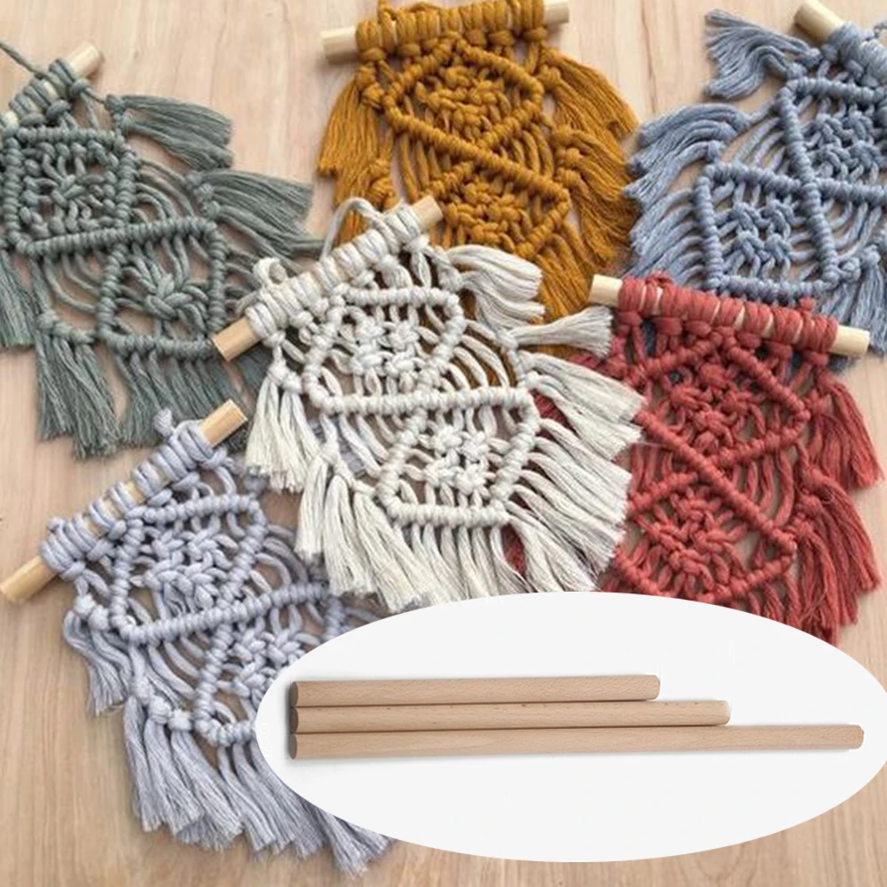 

6Pcs Round Wooden Tapestry woven round sticks Natural Beech Wood Knitting Sticks For Weaving artwork DIY Tapestry Making Tools