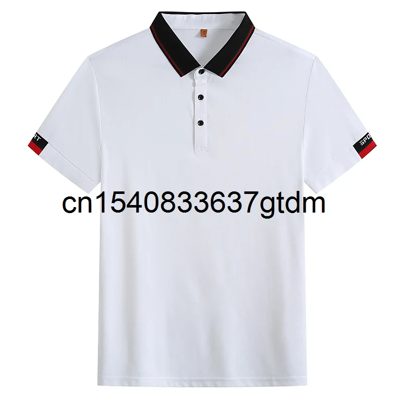 

Large size ice silk short sleeve T-shirt middle aged men's fat man fattening up modal solid color business fat man polo shirt