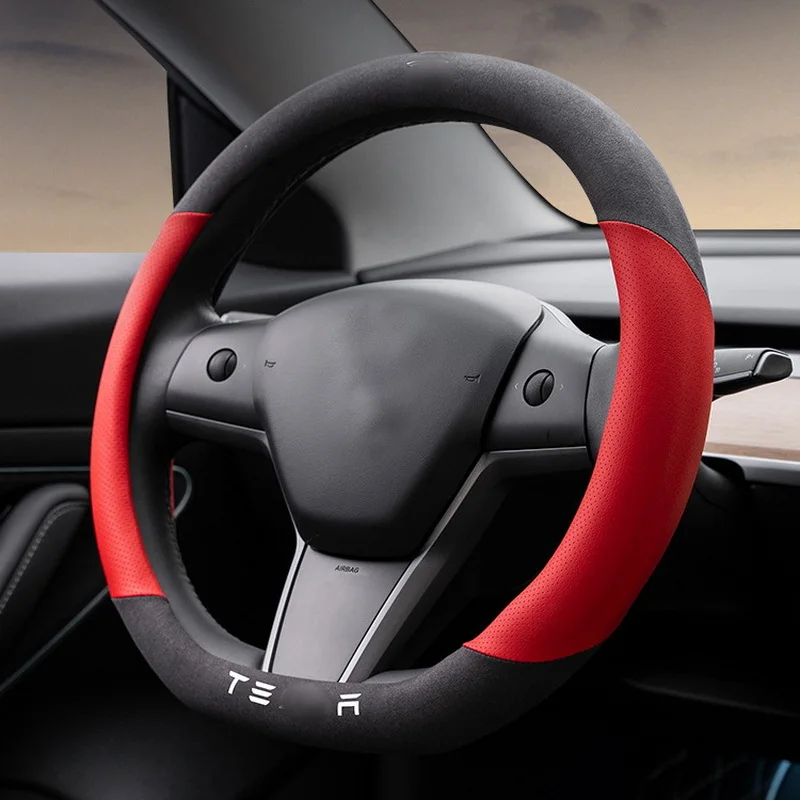 

steering wheel cover leather protective cover For tesla mode 3/model y Steering wheel decoration accessories