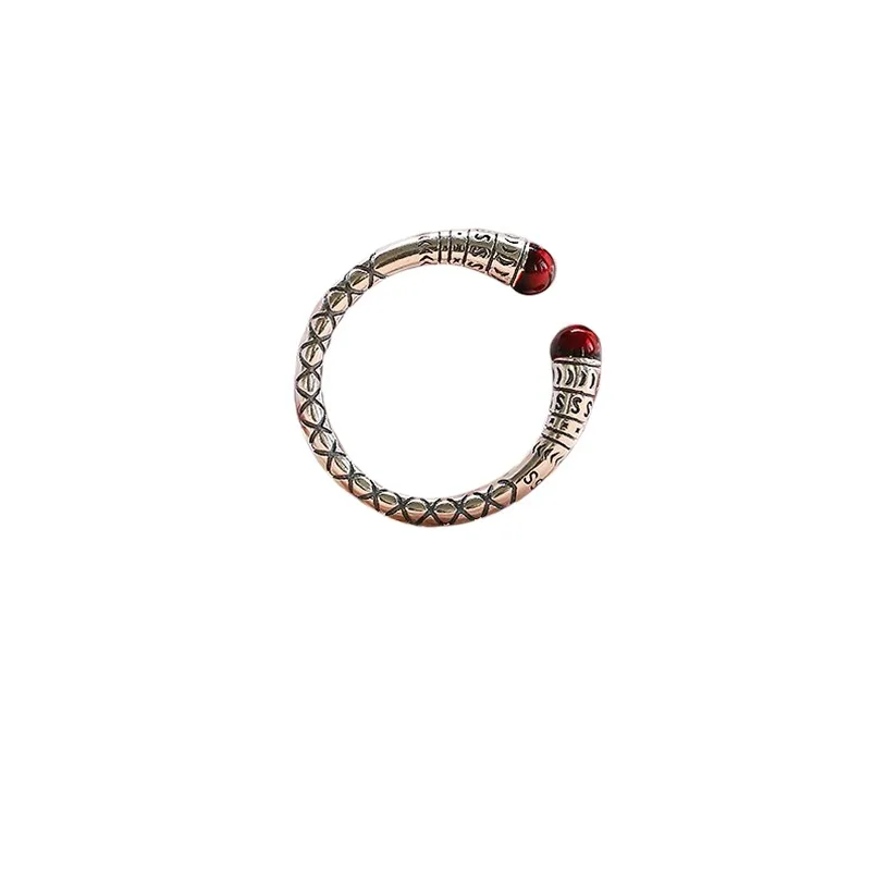 

S925 Sterling Silver 2020 New Trendy Match Head Open Ring Women's Retro Adjustable Boys Bracelet