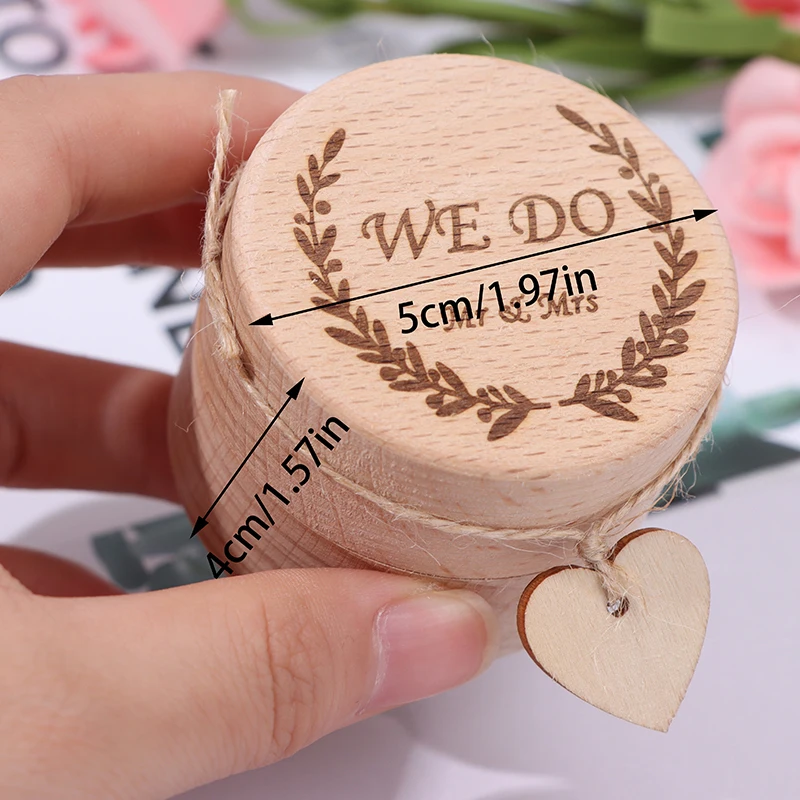 

Personalized Wedding Ring Box Round Wooden Engagement Rings Decoration Gift
