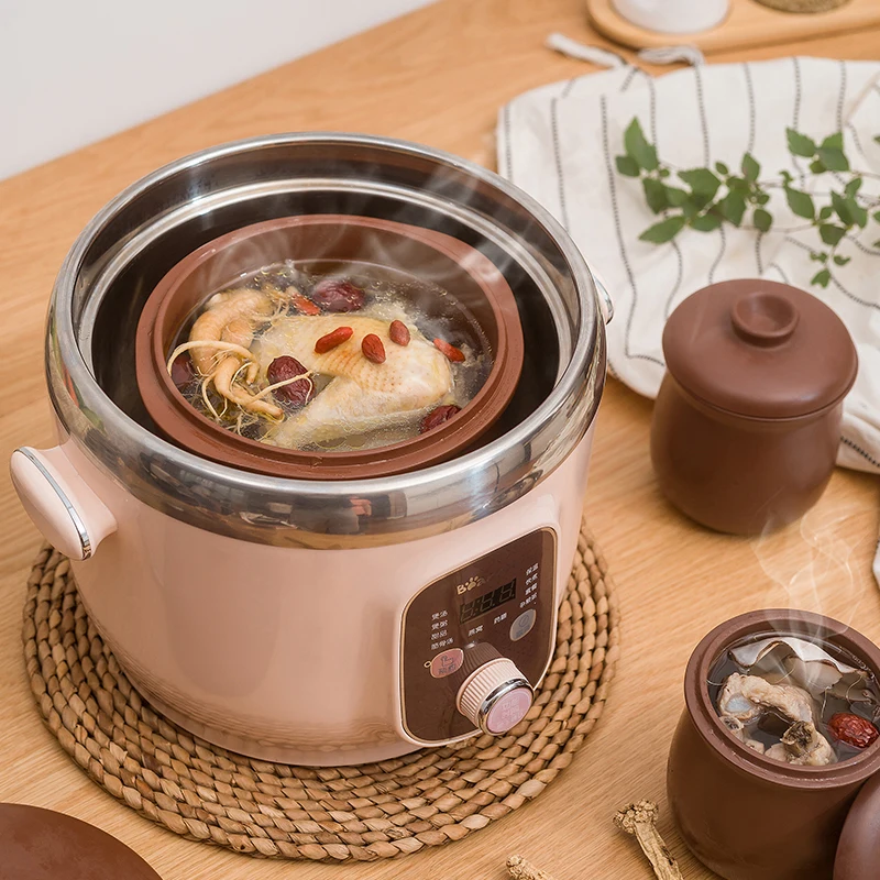 

220V 1.8L Electric Stewing Machine Ceramic Stewing Pot Automatic Multi Cooker With 3 Liner Pots