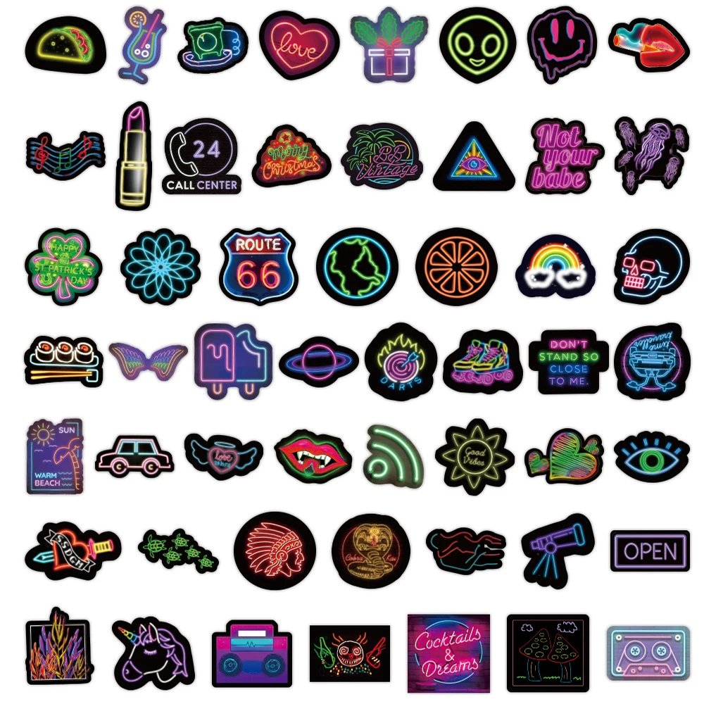 10/30/50/100PCS Cool Neon Stickers Bicycle Phone Guitar Bumper Skateboard Backpack JDM Graffiti Waterproof Sticker Kids Toys | Игрушки и