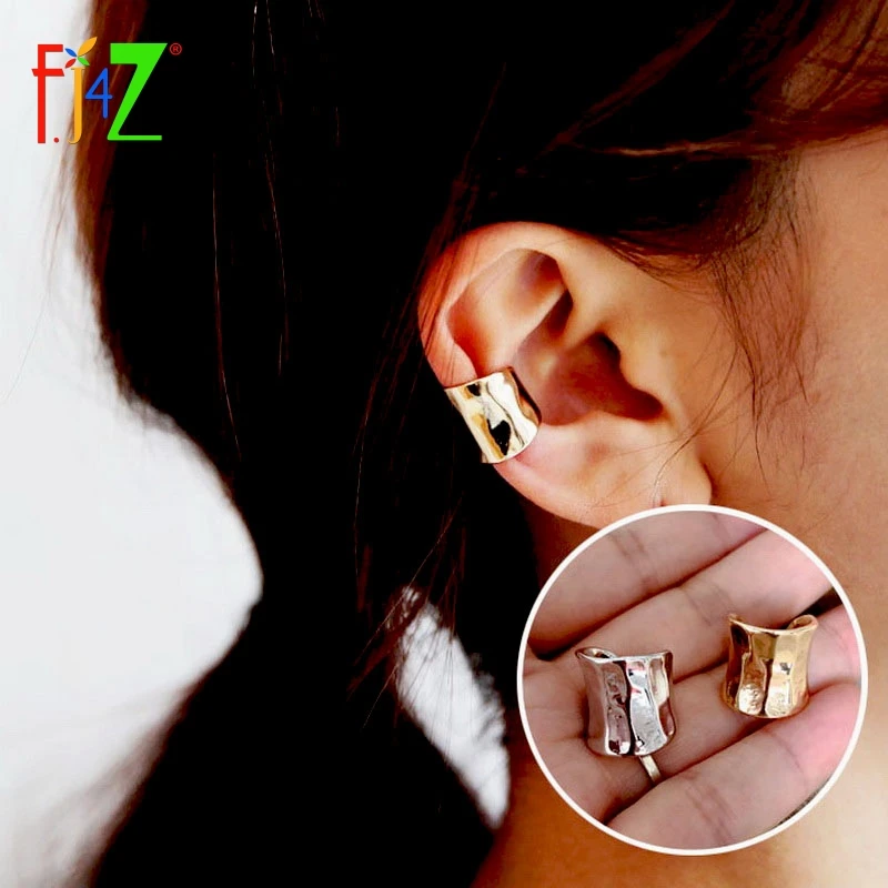 

F.J4Z 1PC Cuff Earrings Simplicity Polish Irregular Top Alloy Earring Women's Ear Cuffs Jewelry Accessories Dropship