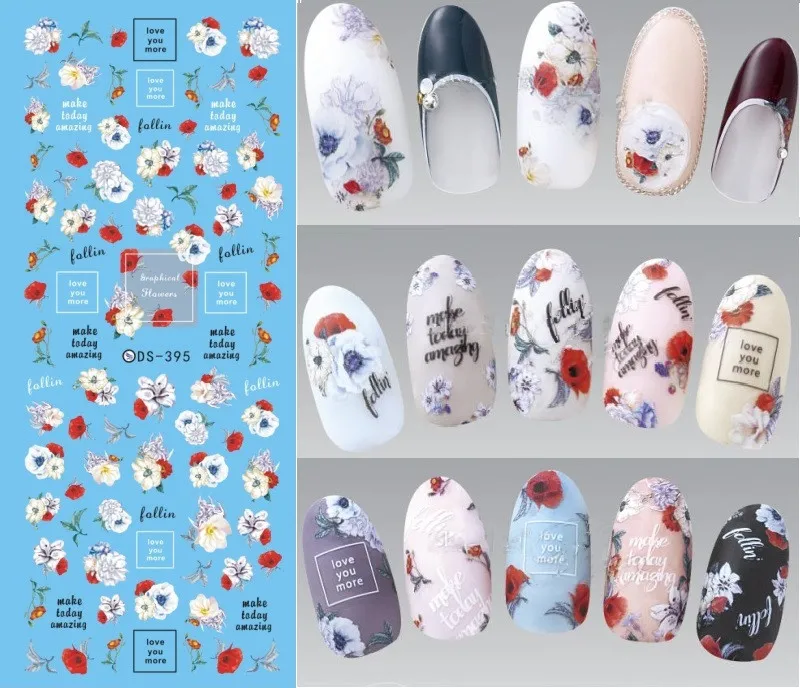Цветочные узоры! Лак для ногтей воды деколь декорации Дизайн Наклейка водяного