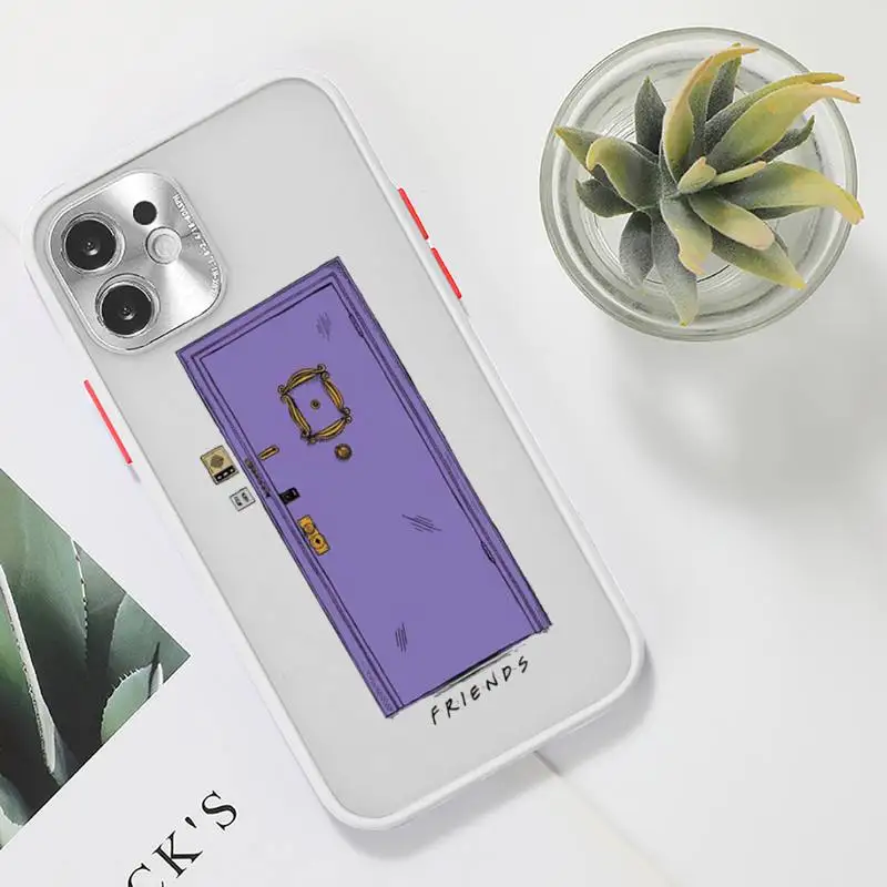 

Friends TV Show Door Phone Case For iPhone 12 11 Mini Pro XR XS Max 7 8 Plus X Matte transparent White Cover