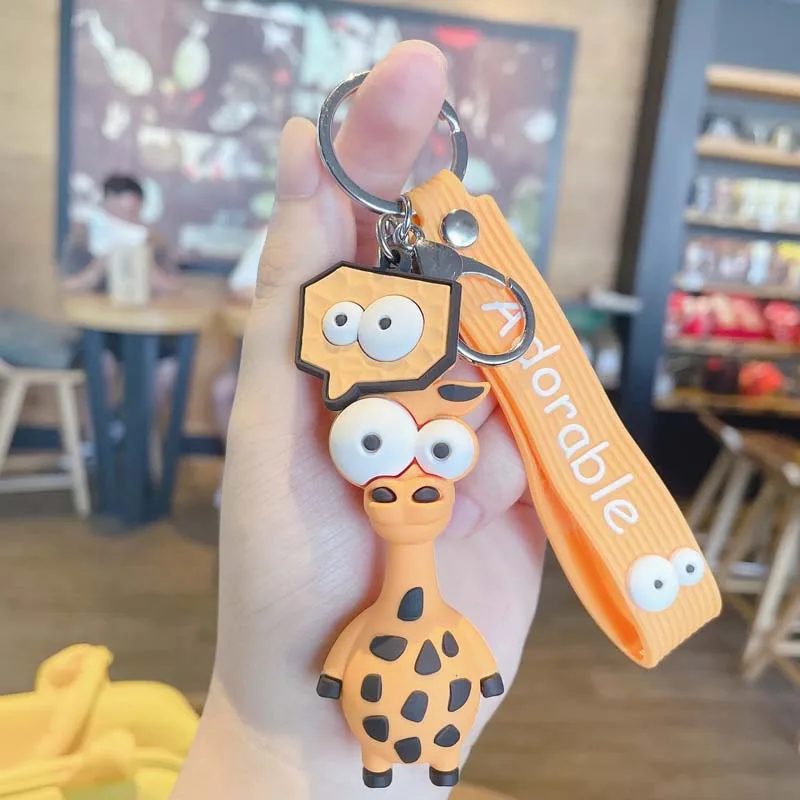 Брелок для ключей с мультипликационным аниме животным милый большой жираф