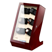 6 slots watch winders wooden acrylic window black carbon fiber quiet motor storage display watches box pu leather led light