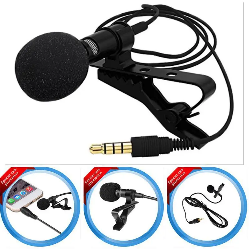

Mini Microphone Condenser Clip-on Lapel Lavalier Mic Wired for Phone Laptop For Phone Portable Mini Stereo HiFi Sound