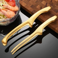 1pc 430 stainless steel golden food tongs japanese barbecue korean barbecue tongs bbq steak tongs kitchen gadgets