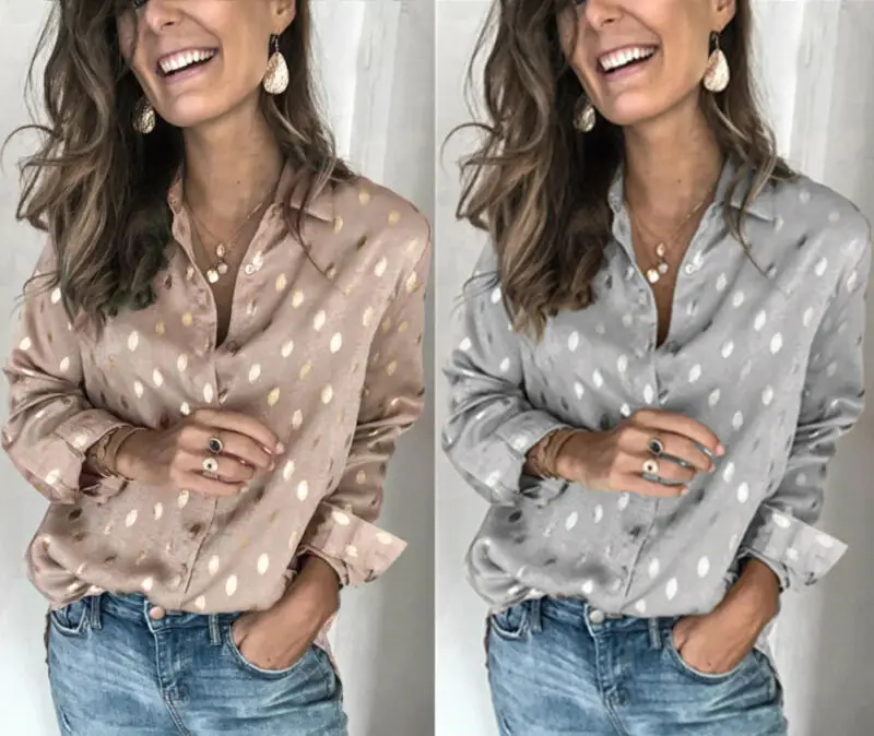 Блузка женская с длинным рукавом модная повседневная свободная длинная рубашка