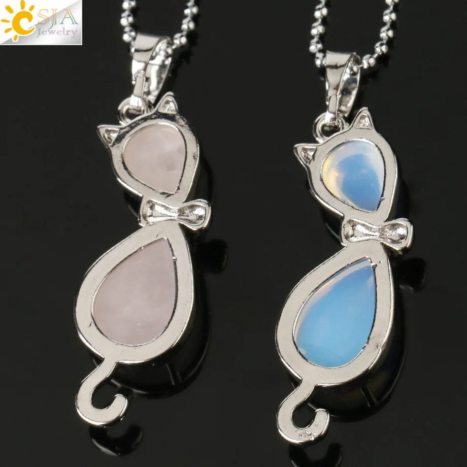 Натуральный камень CSJA кулон в форме капли воды кота исцеляющий розовый с