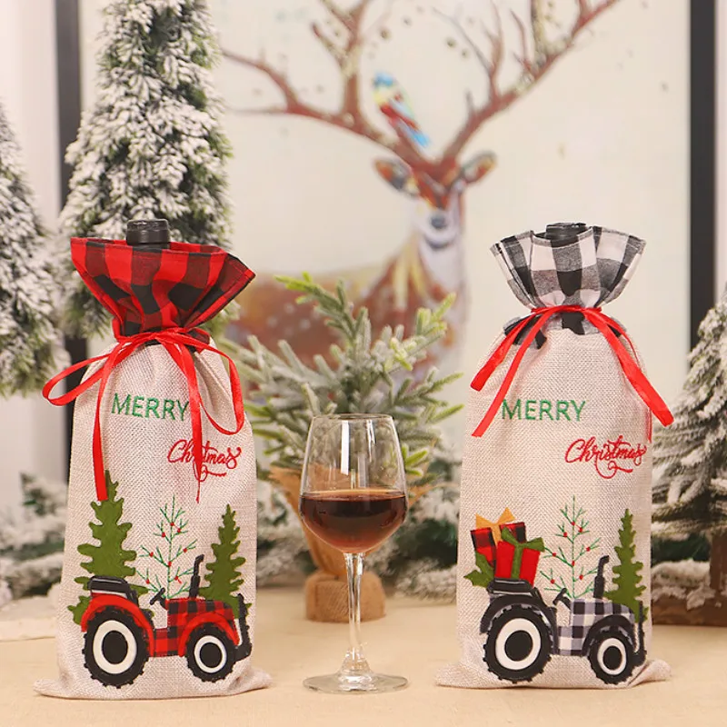 

Christmas Decorations for Home Santa Claus Wine Bottle Cover Car Stocking Gift Holders Xmas Navidad Decor New Year