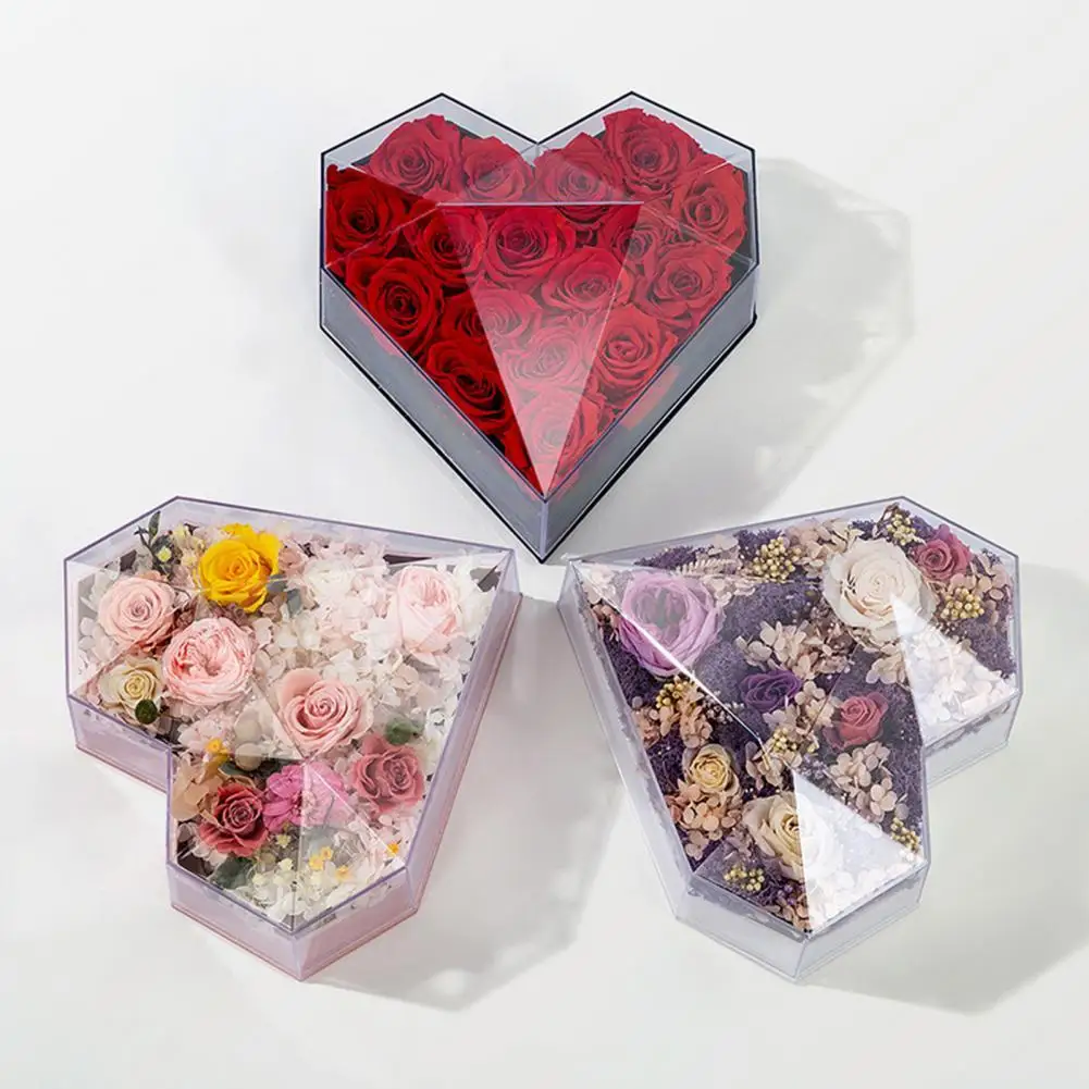 

WarmHome Heart-shaped Transparent Flower Box Acrylic Rose Flower Wrapping Box for Valentine's Day