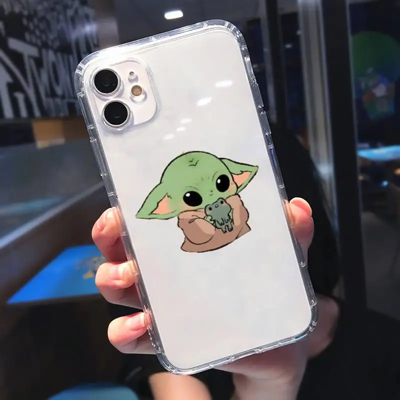 

Cute cartoon The Mandalorian baby yoda Phone Case Transparent for iPhone 11 12 mini pro XS MAX 8 7 6 6S Plus X 5S SE 2020 XR