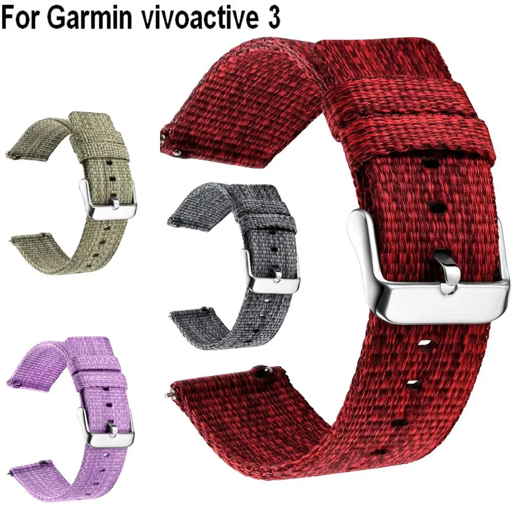 Ремешок COMLYO для наручных часов нейлоновый сменный Браслет Garmin vivoactive 3 ширина 20