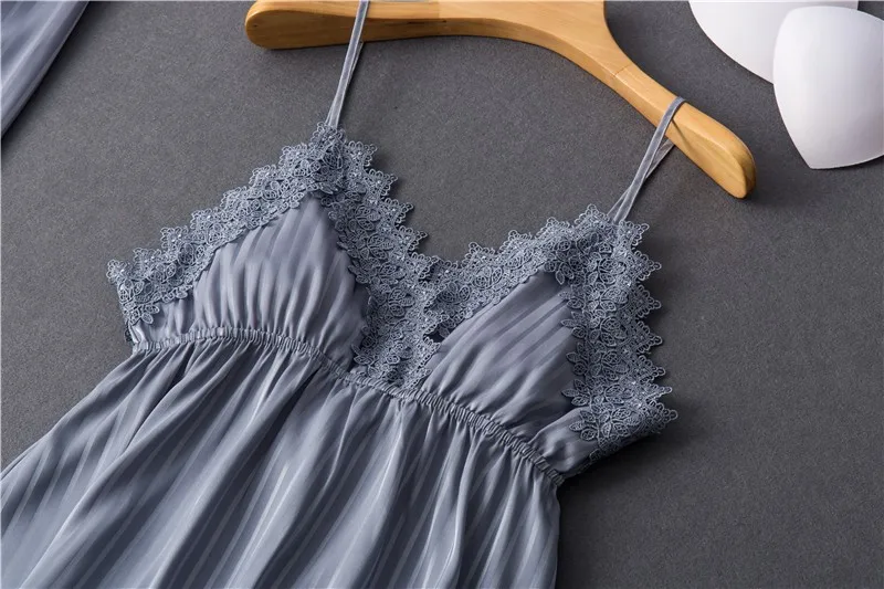 

2021 Spring Autumn New Nightwear Sleepwear Gray Home Clothing Women 4PCS Sleep Set Satin Intimate Lingerie Casual Homewear