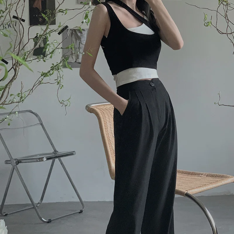 Жилет без рукавов из двух частей для женщин Новинка лета шикарный дизайн в