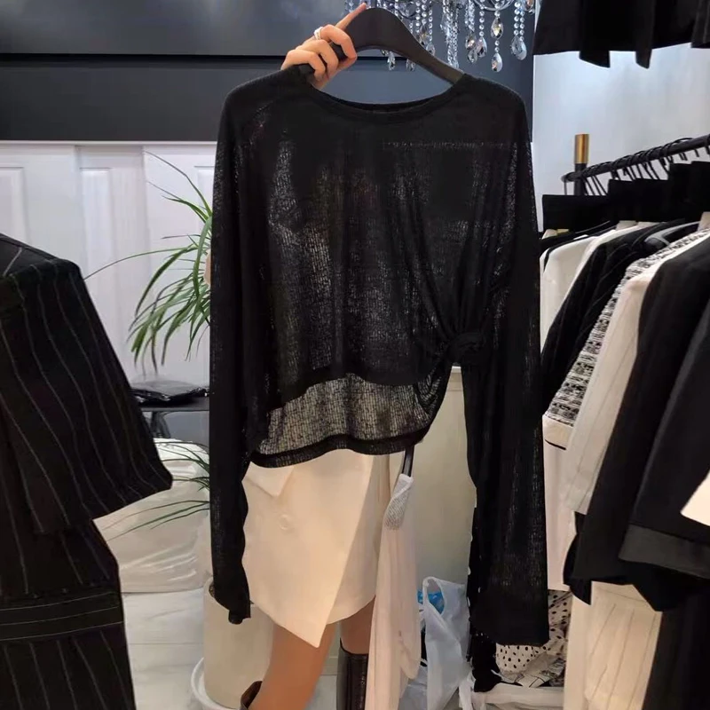 Camiseta de protección solar para mujer, camisetas finas de manga larga, Top holgado a juego con Base adelgazante de estilo coreano 2021