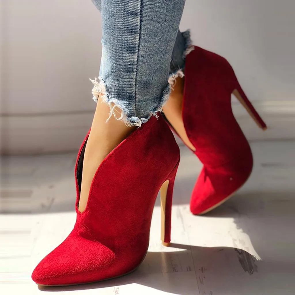 YOUYEDIAN/пикантные ботинки Женские на высоком каблуке туфли лодочки с острым носком