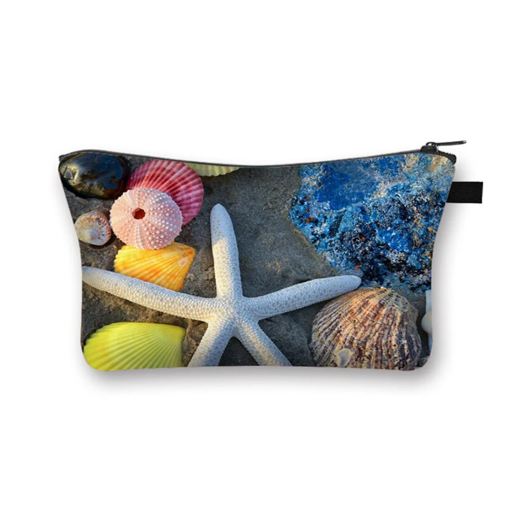 

Starfish shell Printed Hand Hold Travel Storage Cosmetic Bag Toiletry Bag
