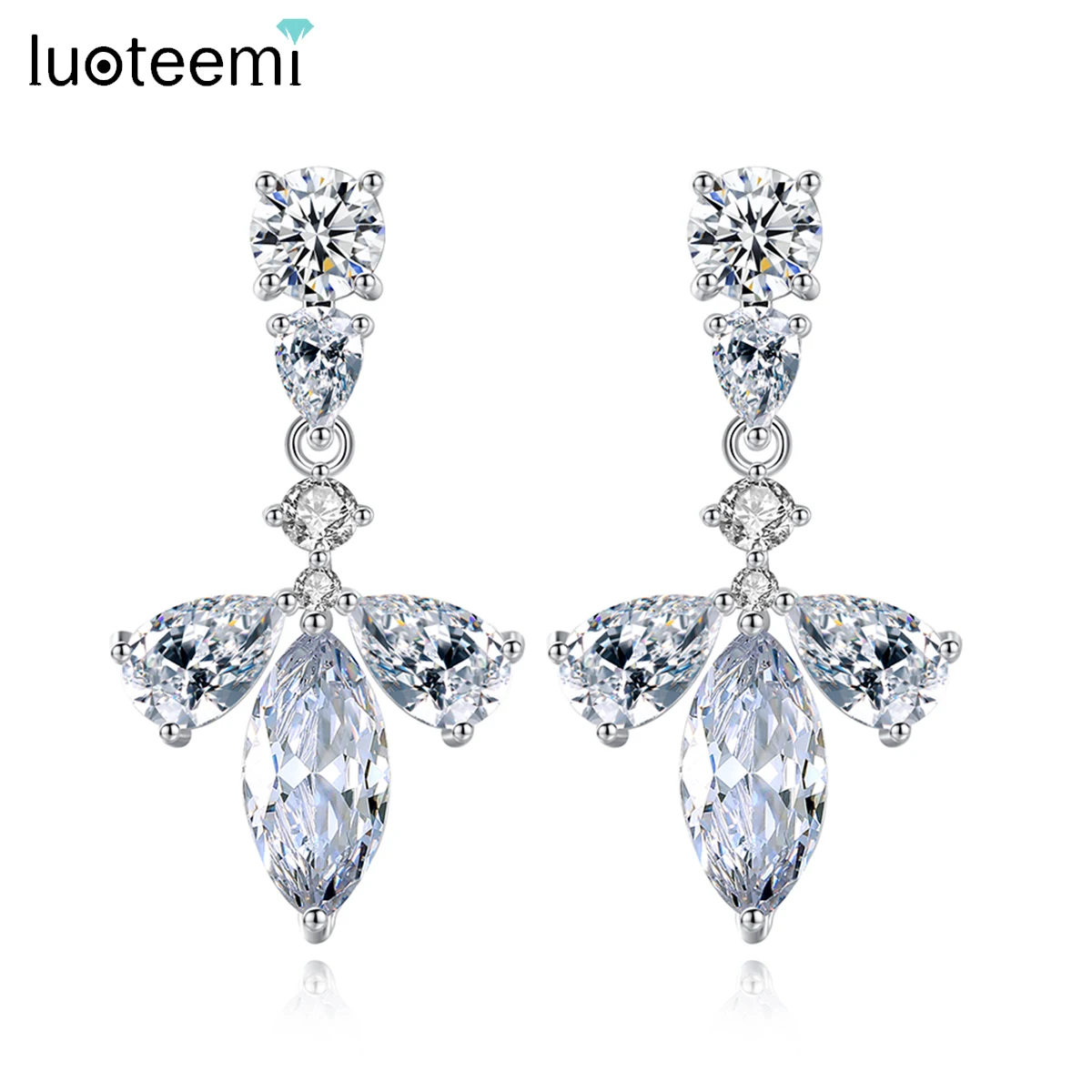 

LUOTEEMI Classic Water Drop Pear CZ Women Drop Earring Gorgeous High Quality Earrings Anniversary Gift Women Jewelry for Friend