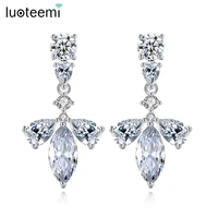 luoteemi classic water drop pear cz women drop earring gorgeous high quality earrings anniversary gift women jewelry for friend