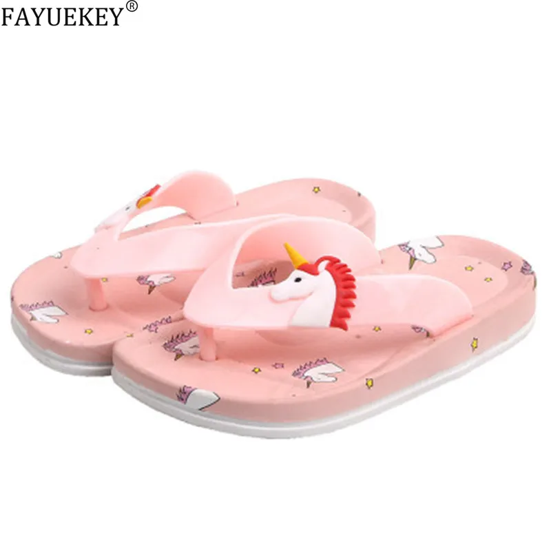 

Outdoor Shoes Toddler Non-Slip Home Flip Flops Casual Beach Shoes Zapatillas Summer Kids Cartoon Unicorn Slippers Girls Boys