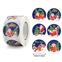 1 5 inch 500pcs merry christmas stickers labels round christmas tags adhesive decorative envelope seals sticker for xmas cards