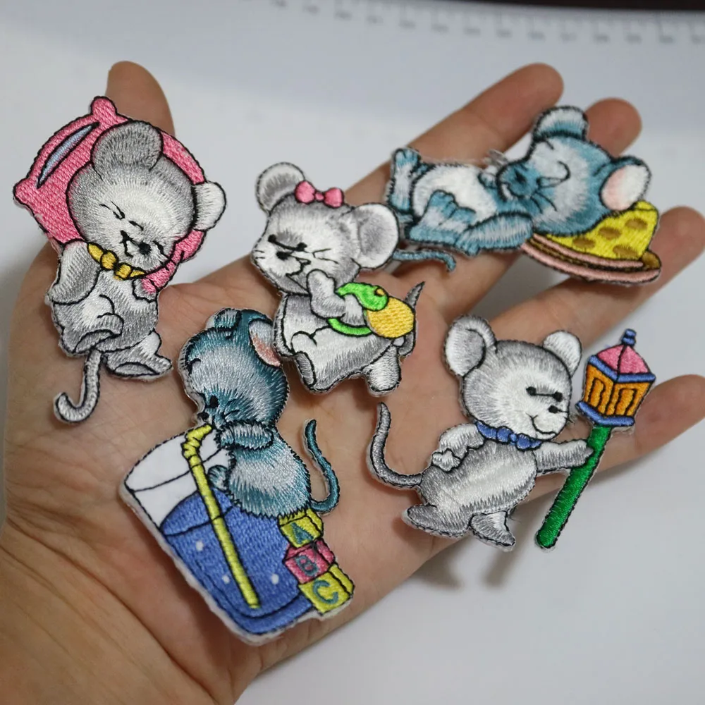 5 шт./лот нашивки для одежды с утюгом и мышью милая наклейка в форме животных